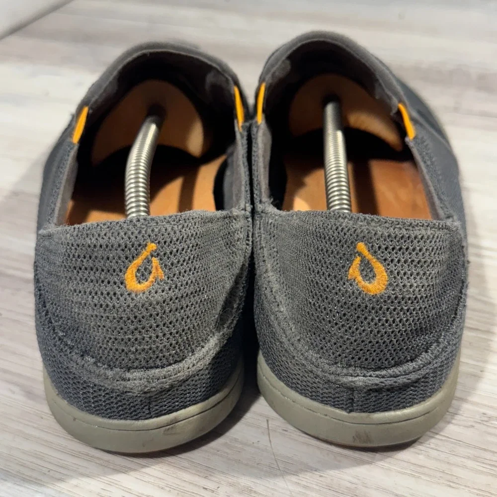 OluKai‎ Nohea Mesh Slip-on Loafer Shoes Mens Size 8 EUR 41 Gray Orange Drop Heel